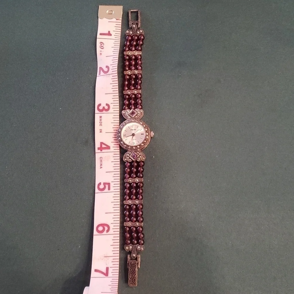 Victorian Garnet And Rhinestone watch Bohemian And Vintage Style - Picture 7 of 7